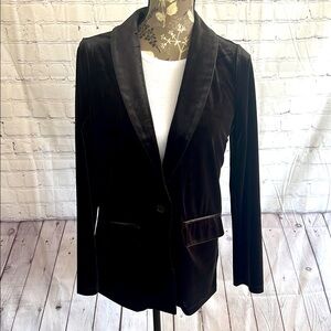 Black stretch velveteen blazer